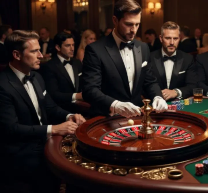 Τραπέζι casino gaming με ρουλέτα και blackjack σε πολυτελή εκδήλωση