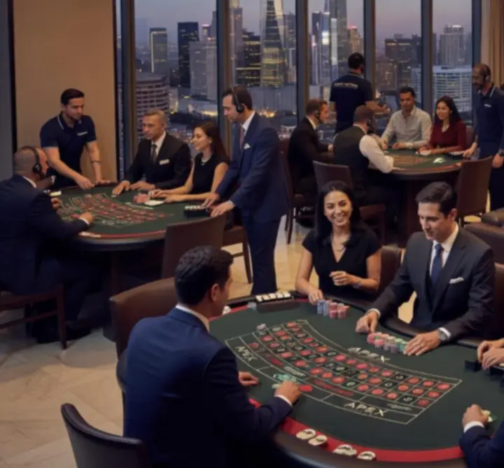 Εταιρική βραδιά με casino τραπέζια και networking lounge